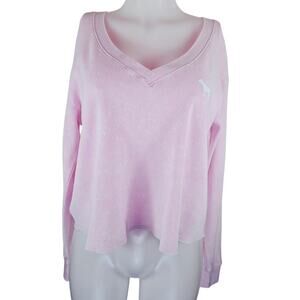 Victoria Secret Pink Crop Thermal Light Pink Tie Dye Winter Long Sleeve Shirt S
